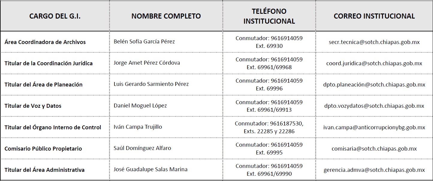 Organigrama de la Sociedad Operadora de la Torre Chiapas